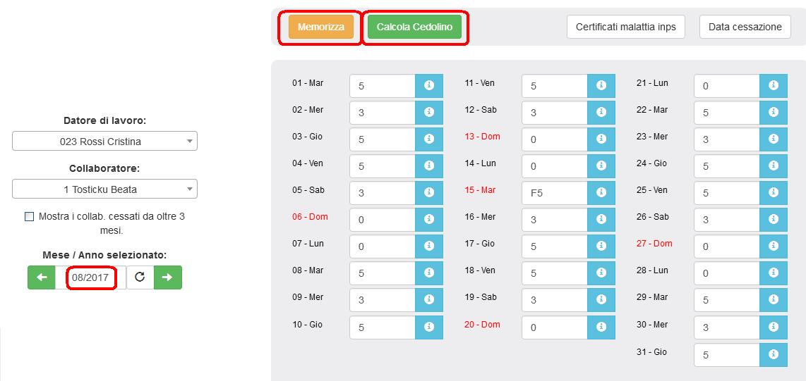 Busta paga colf e badanti calendario e presenze mensili